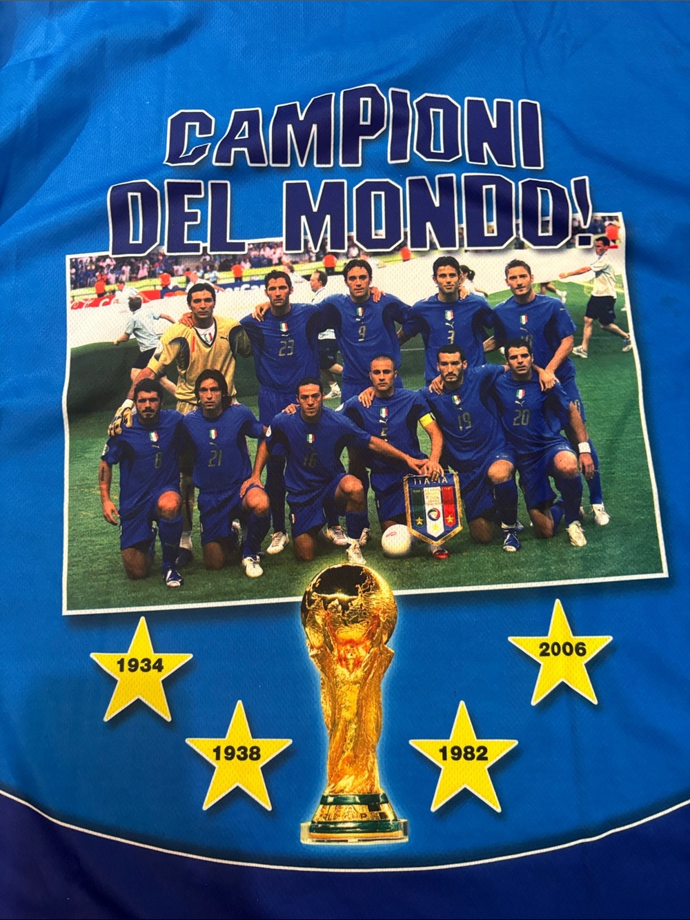 Blue Italy World Cup Graphic Tee with Trophy Print - Picture 5 of 5